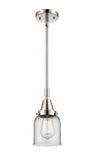 447-1S-PN-G52 Stem Hung 5" Polished Nickel Mini Pendant - Clear Small Bell Glass - LED Bulb - Dimmensions: 5 x 5 x 11.125<br>Minimum Height : 14.125<br>Maximum Height : 44.125 - Sloped Ceiling Compatible: Yes