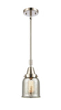 447-1S-PN-G58 Stem Hung 5" Polished Nickel Mini Pendant - Silver Plated Mercury Small Bell Glass - LED Bulb - Dimmensions: 5 x 5 x 11.125<br>Minimum Height : 14.125<br>Maximum Height : 44.125 - Sloped Ceiling Compatible: Yes
