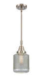 Stem Hung 6" Brushed Satin Nickel Mini Pendant - Vintage Wire Mesh Stanton Glass - LED Bulb Included