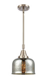 Stem Hung 8" Antique Brass Mini Pendant - Silver Plated Mercury Large Bell Glass LED