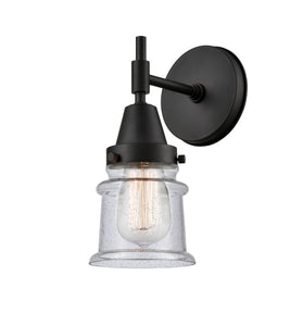 1-Light 5.25" Matte Black Sconce - Seedy Small Canton Glass LED