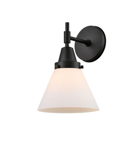 1-Light 7.75" Matte Black Sconce - Matte White Cased Large Cone Glass LED