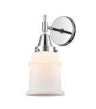 447-1W-PC-G181 1-Light 6" Polished Chrome Sconce - Matte White Canton Glass - LED Bulb - Dimmensions: 6 x 8.25 x 12.5 - Glass Up or Down: Yes
