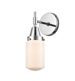 447-1W-PC-G311 1-Light 4.5" Polished Chrome Sconce - Matte White Cased Dover Glass - LED Bulb - Dimmensions: 4.5 x 7.5 x 11.75 - Glass Up or Down: Yes