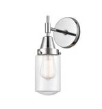 447-1W-PC-G312 1-Light 4.5" Polished Chrome Sconce - Clear Dover Glass - LED Bulb - Dimmensions: 4.5 x 7.5 x 11.75 - Glass Up or Down: Yes