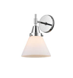 447-1W-PC-G41 1-Light 7.75" Polished Chrome Sconce - Matte White Cased Large Cone Glass - LED Bulb - Dimmensions: 7.75 x 9.125 x 11.25 - Glass Up or Down: Yes