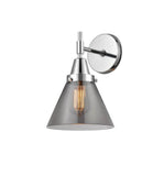447-1W-PC-G43 1-Light 7.75" Polished Chrome Sconce - Plated Smoke Large Cone Glass - LED Bulb - Dimmensions: 7.75 x 9.125 x 11.25 - Glass Up or Down: Yes