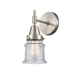 447-1W-SN-G184S 1-Light 5.25" Satin Nickel Sconce - Seedy Small Canton Glass - LED Bulb - Dimmensions: 5.25 x 7.875 x 10.75 - Glass Up or Down: Yes