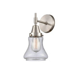 447-1W-SN-G194 1-Light 6" Satin Nickel Sconce - Seedy Bellmont Glass - LED Bulb - Dimmensions: 6 x 8.25 x 11.5 - Glass Up or Down: Yes