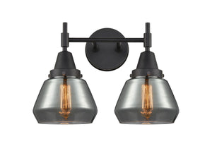 2-Light 15.75" Matte Black Bath Vanity Light - Plated Smoke Fulton Glass LED