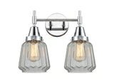 447-2W-PC-G142 2-Light 15.25" Polished Chrome Bath Vanity Light - Clear Chatham Glass - LED Bulb - Dimmensions: 15.25 x 8.375 x 12 - Glass Up or Down: Yes