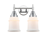 447-2W-PC-G181 2-Light 15" Polished Chrome Bath Vanity Light - Matte White Canton Glass - LED Bulb - Dimmensions: 15 x 8.25 x 12.5 - Glass Up or Down: Yes