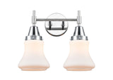 447-2W-PC-G191 2-Light 15" Polished Chrome Bath Vanity Light - Matte White Bellmont Glass - LED Bulb - Dimmensions: 15 x 8.25 x 11.5 - Glass Up or Down: Yes