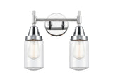 447-2W-PC-G314 2-Light 13.5" Polished Chrome Bath Vanity Light - Seedy Dover Glass - LED Bulb - Dimmensions: 13.5 x 7.5 x 11.75 - Glass Up or Down: Yes