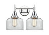 447-2W-PC-G72 2-Light 17" Polished Chrome Bath Vanity Light - Clear Large Bell Glass - LED Bulb - Dimmensions: 17 x 9.25 x 11 - Glass Up or Down: Yes
