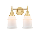 447-2W-SG-G181 2-Light 15" Satin Gold Bath Vanity Light - Matte White Canton Glass - LED Bulb - Dimmensions: 15 x 8.25 x 12.5 - Glass Up or Down: Yes