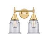 447-2W-SG-G182 2-Light 15" Satin Gold Bath Vanity Light - Clear Canton Glass - LED Bulb - Dimmensions: 15 x 8.25 x 12.5 - Glass Up or Down: Yes