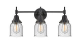 3-Light 23" Matte Black Bath Vanity Light - Seedy Small Bell Glass LED