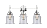 447-3W-PC-G184 3-Light 24" Polished Chrome Bath Vanity Light - Seedy Canton Glass - LED Bulb - Dimmensions: 24 x 8.25 x 12.5 - Glass Up or Down: Yes