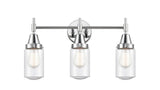 447-3W-PC-G314 3-Light 22.5" Polished Chrome Bath Vanity Light - Seedy Dover Glass - LED Bulb - Dimmensions: 22.5 x 7.5 x 11.75 - Glass Up or Down: Yes