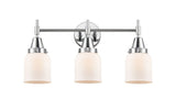 447-3W-PC-G51 3-Light 23" Polished Chrome Bath Vanity Light - Matte White Cased Small Bell Glass - LED Bulb - Dimmensions: 23 x 7.75 x 11 - Glass Up or Down: Yes