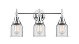 447-3W-PC-G52 3-Light 23" Polished Chrome Bath Vanity Light - Clear Small Bell Glass - LED Bulb - Dimmensions: 23 x 7.75 x 11 - Glass Up or Down: Yes