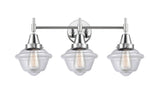 447-3W-PC-G532 3-Light 25.5" Polished Chrome Bath Vanity Light - Clear Small Oxford Glass - LED Bulb - Dimmensions: 25.5 x 9 x 11 - Glass Up or Down: Yes