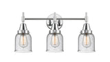 447-3W-PC-G54 3-Light 23" Polished Chrome Bath Vanity Light - Seedy Small Bell Glass - LED Bulb - Dimmensions: 23 x 7.75 x 11 - Glass Up or Down: Yes