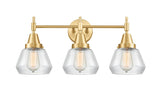 447-3W-SG-G172 3-Light 24.75" Satin Gold Bath Vanity Light - Clear Fulton Glass - LED Bulb - Dimmensions: 24.75 x 8.625 x 10.5 - Glass Up or Down: Yes
