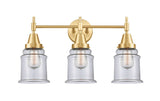 447-3W-SG-G182 3-Light 24" Satin Gold Bath Vanity Light - Clear Canton Glass - LED Bulb - Dimmensions: 24 x 8.25 x 12.5 - Glass Up or Down: Yes
