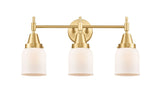 447-3W-SG-G51 3-Light 23" Satin Gold Bath Vanity Light - Matte White Cased Small Bell Glass - LED Bulb - Dimmensions: 23 x 7.75 x 11 - Glass Up or Down: Yes