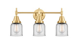 447-3W-SG-G52 3-Light 23" Satin Gold Bath Vanity Light - Clear Small Bell Glass - LED Bulb - Dimmensions: 23 x 7.75 x 11 - Glass Up or Down: Yes