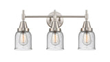 447-3W-SN-G54 3-Light 23" Satin Nickel Bath Vanity Light - Seedy Small Bell Glass - LED Bulb - Dimmensions: 23 x 7.75 x 11 - Glass Up or Down: Yes