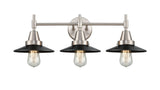 3-Light 26" Antique Brass Bath Vanity Light - Matte Black Railroad Shade LED