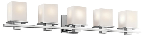 Kichler Lighting 45193CH Tully 40.25in. 5 Light Vanity Light with Satin Etched Cased Opal Glass Chrome