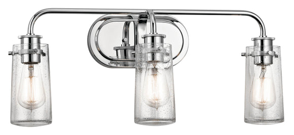Kichler Lighting 45459CH Braelyn 24in. 3 Light Vanity Light with Clear Seeded Glass Chrome