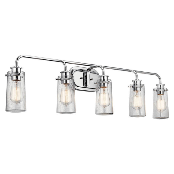 Kichler Lighting 45461CH Braelyn 44in. 5 Light Vanity Light with Clear Seeded Glass Chrome