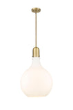 1-Light 15.75" Brushed Brass Pendant - Matte White Cased Amherst Glass LED