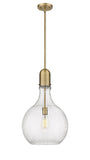 1-Light 13.75" Brushed Brass Pendant - Seedy Amherst Glass LED