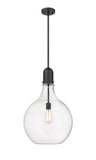 492-1S-BK-G582-16 1-Light 15.75" Matte Black Pendant - Clear Amherst Glass - LED Bulb - Dimmensions: 15.75 x 15.75 x 24.75<br>Minimum Height : 33.75<br>Maximum Height : 57.75 - Sloped Ceiling Compatible: Yes