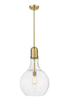492-1S-SG-G582-14 1-Light 13.75" Satin Gold Pendant - Clear Amherst Glass - LED Bulb - Dimmensions: 13.75 x 13.75 x 22.75<br>Minimum Height : 31.75<br>Maximum Height : 55.75 - Sloped Ceiling Compatible: Yes