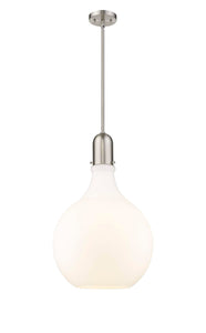 1-Light 15.75" Brushed Brass Pendant - Matte White Cased Amherst Glass LED