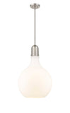 492-1S-SN-G581-16 1-Light 15.75" Brushed Satin Nickel Pendant - Matte White Cased Amherst Glass - LED Bulb - Dimmensions: 15.75 x 15.75 x 24.75<br>Minimum Height : 33.75<br>Maximum Height : 57.75 - Sloped Ceiling Compatible: Yes
