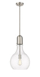 492-1S-SN-G582-12 Stem Hung 11.75" Brushed Satin Nickel Mini Pendant - Clear Amherst Glass - LED Bulb - Dimmensions: 11.75 x 11.75 x 20.25<br>Minimum Height : 29.25<br>Maximum Height : 53.25 - Sloped Ceiling Compatible: Yes