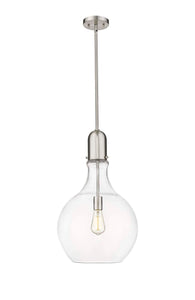 1-Light 13.75" Brushed Brass Pendant - Clear Amherst Glass LED