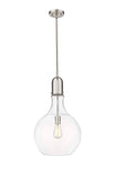 492-1S-SN-G582-14 1-Light 13.75" Brushed Satin Nickel Pendant - Clear Amherst Glass - LED Bulb - Dimmensions: 13.75 x 13.75 x 22.75<br>Minimum Height : 31.75<br>Maximum Height : 55.75 - Sloped Ceiling Compatible: Yes