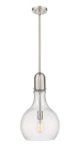 Stem Hung 11.75" Brushed Brass Mini Pendant - Seedy Amherst Glass LED