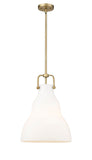 1-Light 14" Brushed Brass Pendant - Matte White Cased Haverhill Glass LED