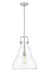 494-1S-SN-G592-14 1-Light 14" Brushed Satin Nickel Pendant - Clear Haverhill Glass - LED Bulb - Dimmensions: 14 x 14 x 19<br>Minimum Height : 28<br>Maximum Height : 52 - Sloped Ceiling Compatible: Yes