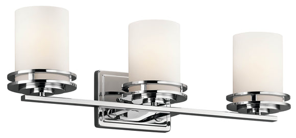 Kichler Lighting 5078CH Hendrik 24in. 3 Light Vanity Light with Satin Etched Cased Opal Glass Chrome